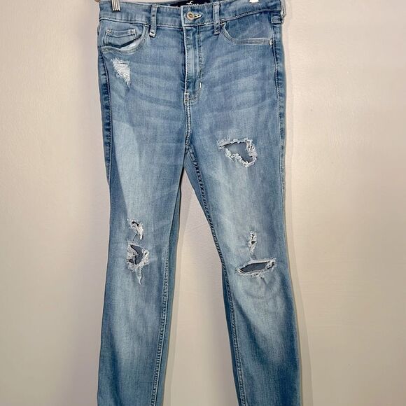 Hollister high rise super skinny distressed denim jeans size 28 x 28 - Picture 4 of 7